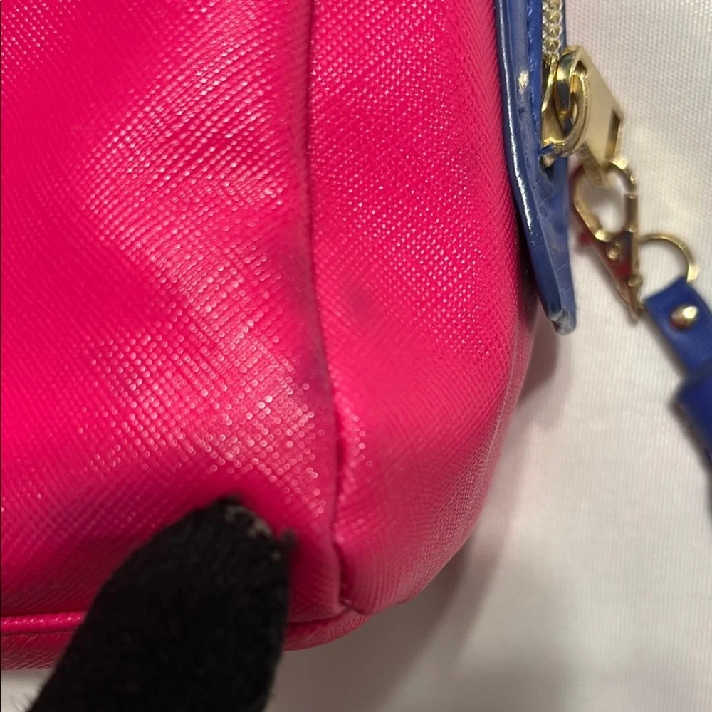 Victoria's Secret Pink and Blue Cosmetic Bag with Bold Stripe Preloved